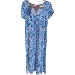 Lilly Pulitzer Wynne Maxi Dress Resort White Call My Shell Phone Medium LNC
